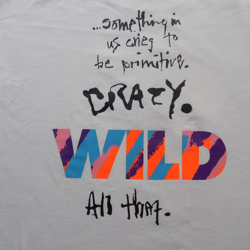 Nike Graphic T-Shirt Mens Medium White Good Crazy Wild Primitive Quote Tee